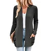 JAC22 B7078 Autumn Winter Women's Long-Sleeved Jacket Striped Flap Pocket COAT
