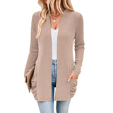 JAC22 B7078 Autumn Winter Women's Long-Sleeved Jacket Striped Flap Pocket COAT