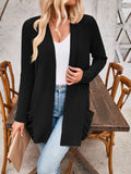 JAC22 B7078 Autumn Winter Women's Long-Sleeved Jacket Striped Flap Pocket COAT