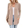 JAC22 B7078 Autumn Winter Women's Long-Sleeved Jacket Striped Flap Pocket COAT