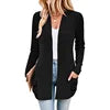 JAC22 B7078 Autumn Winter Women's Long-Sleeved Jacket Striped Flap Pocket COAT