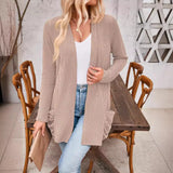 JAC22 B7078 Autumn Winter Women's Long-Sleeved Jacket Striped Flap Pocket COAT