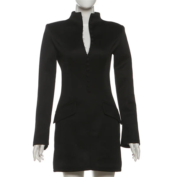 2025 Autumn/Winter New Women's Sexy Waist Wrap Hip Short Skirt Solid Color Long Sleeve Elegant Casual Short Dress Front Buttons