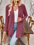 JAC22 B7078 Autumn Winter Women's Long-Sleeved Jacket Striped Flap Pocket COAT