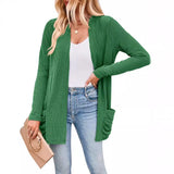 JAC22 B7078 Autumn Winter Women's Long-Sleeved Jacket Striped Flap Pocket COAT