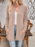 JAC22 B7078 Autumn Winter Women's Long-Sleeved Jacket Striped Flap Pocket COAT