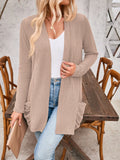 JAC22 B7078 Autumn Winter Women's Long-Sleeved Jacket Striped Flap Pocket COAT