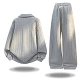 Men Autumn Casual Sportswear Set Two Piece Soft Comfort Fabric Outdoor Activewear Collar Half Zip Hoodie Elastic Waist Sweatpant