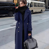 Autumn and Winter Temperament Commuter Suit Collar Double-Breasted Long Woolen Coat Trench Coat for Women