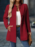 Women's casual high neck long woolen coat, 2025 autumn/winter new jacket for women
