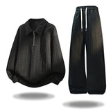 Men Autumn Casual Sportswear Set Two Piece Soft Comfort Fabric Outdoor Activewear Collar Half Zip Hoodie Elastic Waist Sweatpant