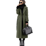 Autumn and Winter Temperament Commuter Suit Collar Double-Breasted Long Woolen Coat Trench Coat for Women