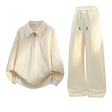 Men Autumn Casual Sportswear Set Two Piece Soft Comfort Fabric Outdoor Activewear Collar Half Zip Hoodie Elastic Waist Sweatpant