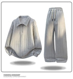 Men Autumn Casual Sportswear Set Two Piece Soft Comfort Fabric Outdoor Activewear Collar Half Zip Hoodie Elastic Waist Sweatpant