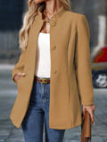 Women's casual high neck long woolen coat, 2025 autumn/winter new jacket for women