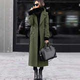 Autumn and Winter Temperament Commuter Suit Collar Double-Breasted Long Woolen Coat Trench Coat for Women